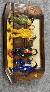 Man Cave - Vtg Wall Hanging Bar Scene 1974 Ceramic Porcelain 20.5” X 11.5” 3D - Picture 1 of 12
