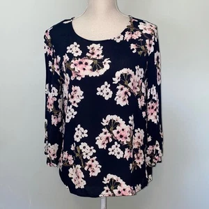 Vero Moda Pink & Navy Floral Blouse Size Large - Picture 1 of 10