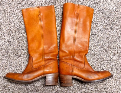 Botas altas Frye Campus de colección años 80 para mujer 7 B amanecer naranja punta redonda hasta la rodilla Foto 1 de 4