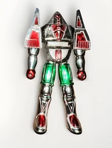 Vintage Chromobot Robot Figure Power Ranger Knock Off Clone Illumina Argento - Foto 1 di 6