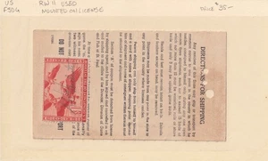MATT'S STAMPS US SCOTT #RW11 $1 1944 FEDERAL DUCK STAMP ON LICENSE, USED - Picture 1 of 2