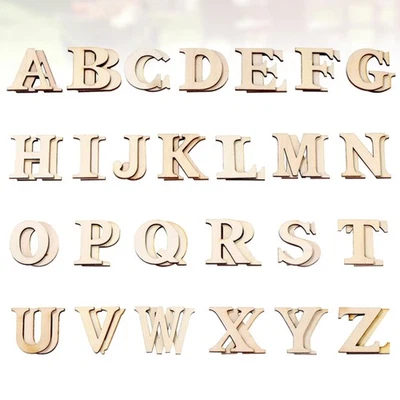 52 Pcs Letter Doodle Toys Child Wood Letters Unfinished Alphabet Woodcrafts - image 1 of 4