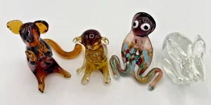 "Juego de 4 figuras de vidrio artístico soplado, conejito, rana, ratones o gatos 2,5""-3,5""" - Imagen 1 de 18