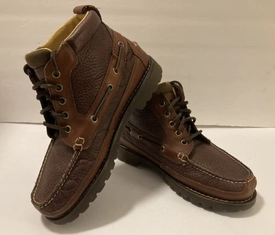 LLBean Allagash Bison Leather Chukka Boots 244479 Men Sz 7 EE HandSewn GC Brown - Image 1 of 4