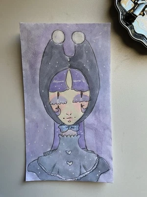 Pastel Goth Bunny Circus Clown Doodle On 3x6 Envelope - Image 1 of 4