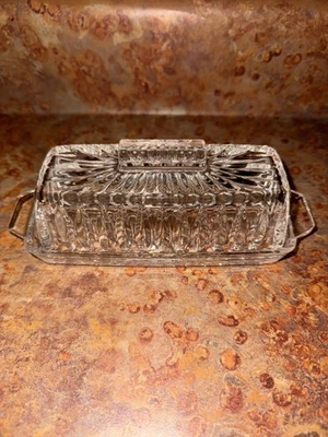 Antigo prato de manteiga extravagante GORHAM CRISTAL “Althea” corte alemão cristal DESCONTINUADO ⚠️ - Imagem 1 de 4