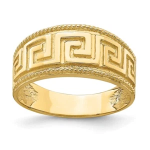 14k Yellow Gold Greek Key Pattern Dome Ring For Womens Size 7 - Picture 1 of 6