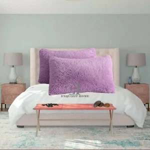 Par de fundas de almohada suaves de piel esponjosa de lujo abrazos y abrazos de peluche solamente - lila - Imagen 1 de 1