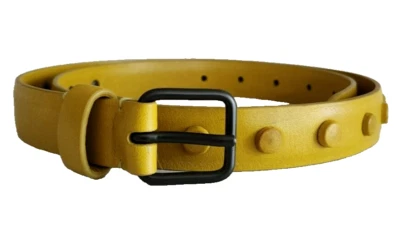 Jil Sander Cinturón Tachonado Amarillo Azafrán Cuero Suave Genuino Talla 80 Italia Foto 1 de 4