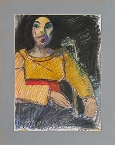 Michael Steiner "Woman Series #2",  Orig Pastel & Charcoal, 23"hx17.5"w image   - Picture 1 of 4