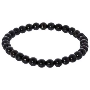 6mm Jet Stone Gemstone Round Bead Unisex Stretch Bracelet - Picture 1 of 2
