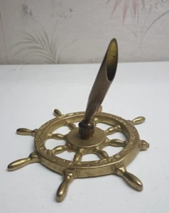 Brass Nautical Ships Wheel Desk Top Pen Holder Stand The Marquise Collection - Picture 1 of 5