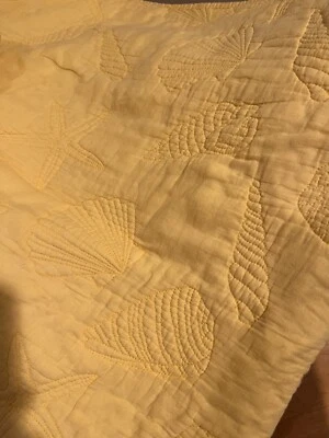 Max Studio Quilt Yellow Seashells Beach Pattern Full/Queen Shams - Image 1 of 4