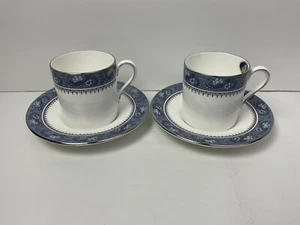 Aynsley Blue Mist 2 tazas y platillos de café espresso Demitasse nuevos sin usar 1ª - Imagen 1 de 9