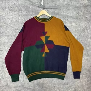 Structure Sweater Mens XL Color Black VTG 80s 90s Pullover Grandpa Knit Aztec - Picture 1 of 7