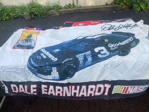 VTG 90s Nascar Dale Earnhardt #3 Square Body Race Car Flag Banner Cover
