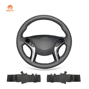 MEWANT DIY Black Artificial Leather Steering Wheel Wrap for Hyundai i30 Elantra - Foto 1 di 9