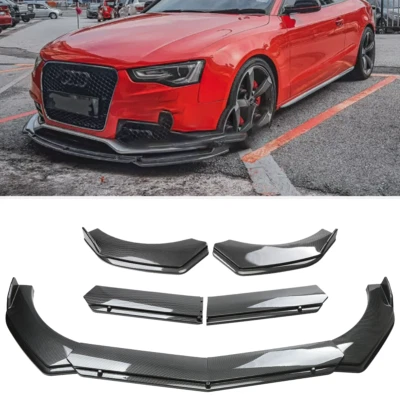 Front Bumper Lip Spoiler Splitter Body Kit For Audi A5 A6 A7 A8 Carbon Fiber  - Изображение 1 из 4