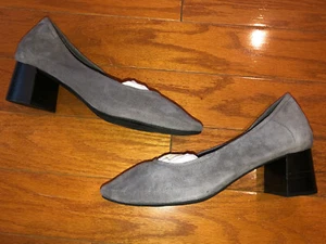 New COM & SENS Lucianie grey suede comfort pumps shoes block heel stretch 7.5 - Picture 1 of 8