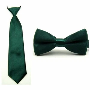 Baby Boy Kid Classic Satin Solid Color Bowtie Bow Tie Necktie Matching Set - Picture 1 of 22