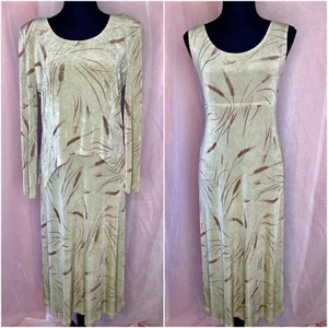 vintage Jessica Howard Petite 90s sage green wheat print dress & top 2 piece set - Picture 1 of 17