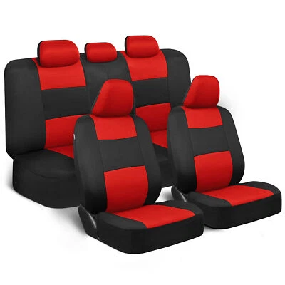 Car Seat Covers Red 5 Headrests Split Option Bench Full interior Set - Image 1 of 4