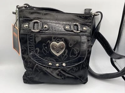Diophy in Style handbags Los Angeles Black NWT  Hearts Leather Accents Nice! - Image 1 of 4