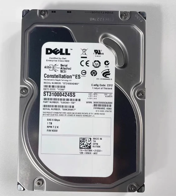 DELL U738K ST31000424SS 9JX244-150 1TB 7.2K SAS 3.5 HDD 6Gbps - Image 1 of 1