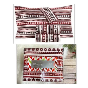 Martha Stewart Collection Fair Isle Cotton Flannel 4 Pc Full Sheet Set bedding - Picture 1 of 12