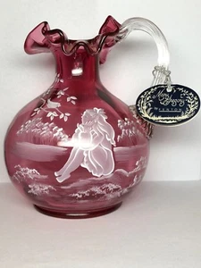 Fenton Mary Gregory Vase #573/1950 Hand Painted By Jo Ryanolds Rose Pink Glass - Picture 1 of 12