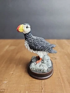 Vintage Alaska Puffin Bird Porcelain Figurine on Wood Base - Picture 1 of 16