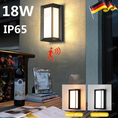 18W LED Außenleuchte mit Bewegungsmelder Wandleuchte Sensor Außenlampe Schwarz  - Bild 1 von 4