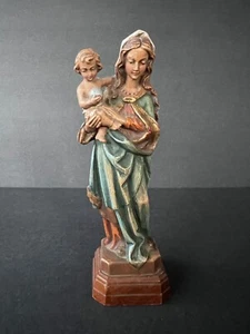 Estatuilla vintage de la Santísima Virgen María Niño Jesús tallas de madera tirolesa - Imagen 1 de 13