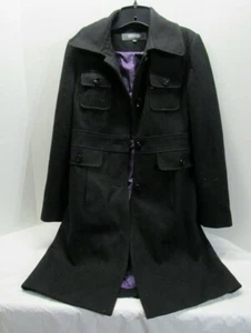 KENNETH COLE REACTION WOMENS SIZE 6 WOOL BLACK LONG COAT - Picture 1 of 5