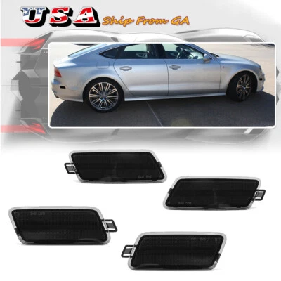 For 2012-2017 Audi A7 S7 RS7 Quattro Smoked Front & Rear Side Marker Light Lens - Image 1 of 4