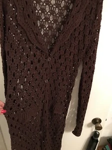 LONG KNIT BROWN JACKET SIZE L - Bild 1 von 5