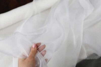 White Crystal Sheer Organza Fabric By the Yard 700 - Image 1 of 4