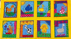 FUNNY FARM FLANNEL PANEL #3200 BY TRICIA CRIBBS FOR NORTHCOTT, 24" H x 44" W - Picture 1 of 2