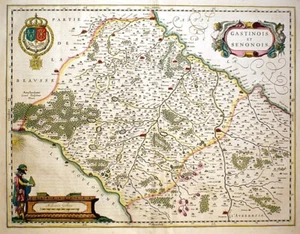 c. 1635 ORIGINAL BLAEU MAP OF ESSONNE REGION, FRANCE - ORIGINAL HAND COLOR - Picture 1 of 8