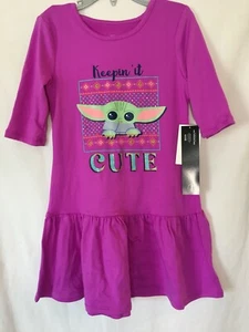 New Disney Mandalorian Baby Yoda Grogu Soft Dress Girls Pink XS,S,M,L - Picture 1 of 2