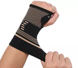 Copper Wrist Compression Glove Hand Support Pain Relief Joint Self Care Single - Picture 1 of 2