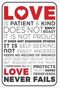 Love is Bible Verse Wall Art, Vertical Aluminum Wall Sign, Home Scripture Decor - Picture 1 of 4
