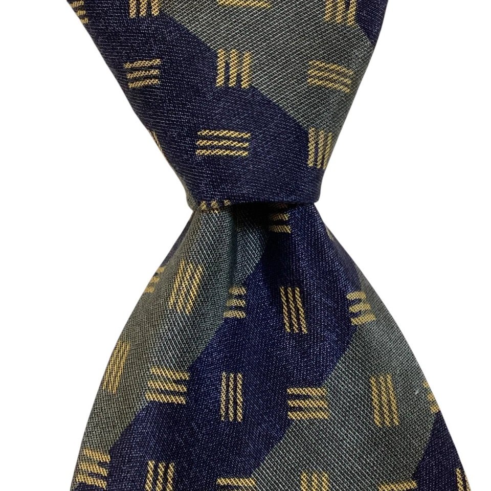 GIORGIO ARMANI Cravatte Cotton/Silk Necktie ITALY Designer STRIPE Blue/Green EUC - Image 1 of 3