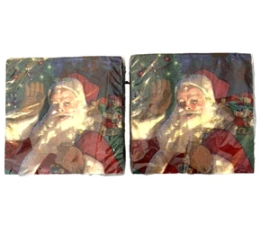 2 Weihnachtsmann Papierservietten 16 pro Paket 9 3/4" x 9 3/4" Getränkegröße Decoupage Neu aus altem Lagerbestand - Bild 1 von 2