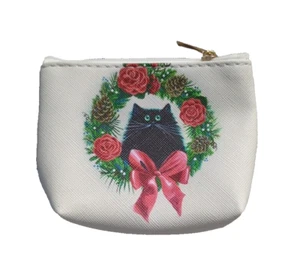 Cat Money Purse White Background Wreath Coins Gift Christmas Birthday Home Bow - Picture 1 of 24