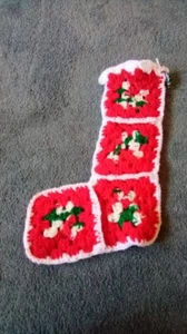 Vintage Hand Crocheted Christmas Stocking Used - Picture 1 of 2