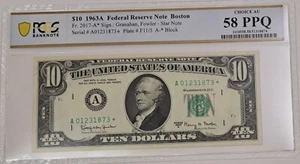 $10 1963 STAR ⭐ LEGAL TENDER UNITED STATES NOTE Fr.2017 A012311873⭐ PCGS 58 PPQ - Picture 1 of 4