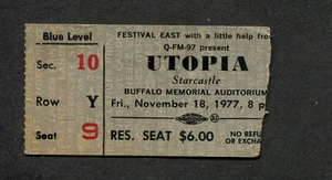 1977 Utopia Starcastle Boleto de concierto Buffalo NY Oops Wrong Planet Tour - Imagen 1 de 1