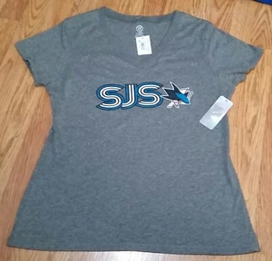 San Jose Sharks Womens NHL t-shirt (L) Gray, V-Neck, Logo on the Front, NEW - Picture 1 of 2