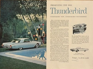 Ford Print Ad 1961 Model Thunderbird Two Page Spread Motor Company Unmistakably - Picture 1 of 1